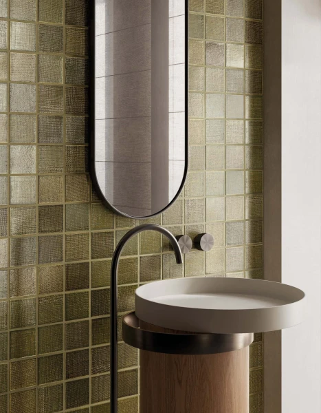 Ami fabric-textured tiles by Yukari Ceramics