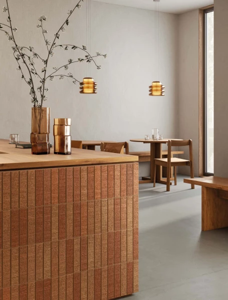 Arashi hand-cut textured tiles by Yukari Ceramics