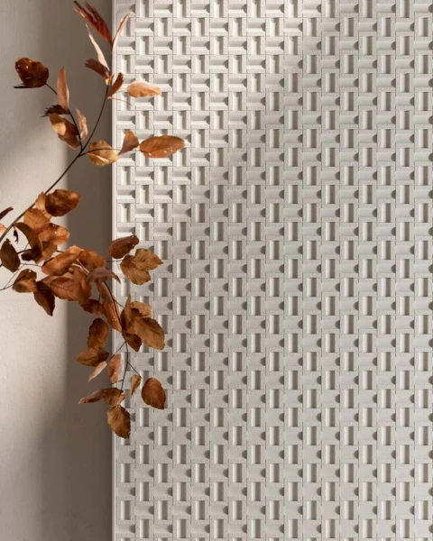 Fukami 3D unglazed ceramic tiles by Yukari Ceramics