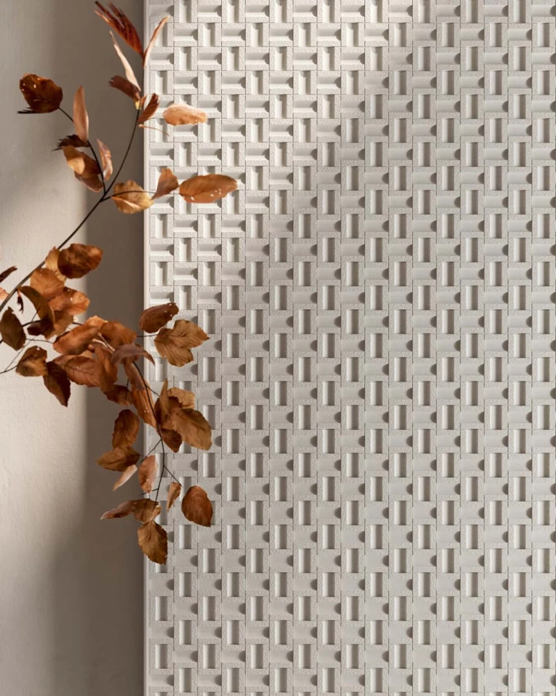 Fukami 3D unglazed ceramic tiles by Yukari Ceramics