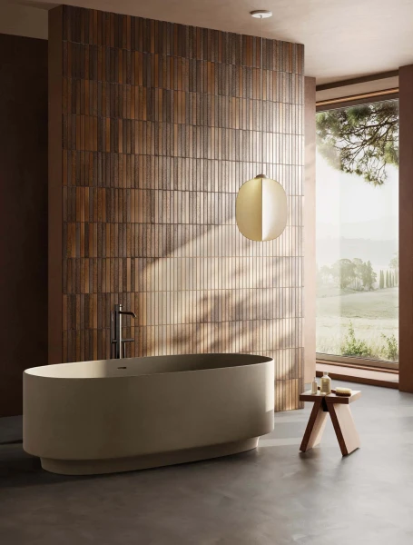 Uta micro-ribbed ceramic tiles by Yukari Ceramics